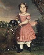 unknow artist Portrait of a Child Holding a Cat china oil painting reproduction